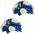 Flower Centerpieces Wedding Tables: Royal Blue & White, 2 Packs in Royal Blue White