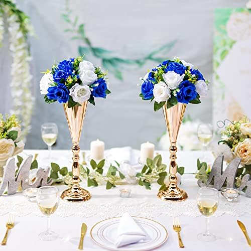 Flower Centerpieces Wedding Tables: Royal Blue & White, 2 Packs in Royal Blue White, alternate view 4