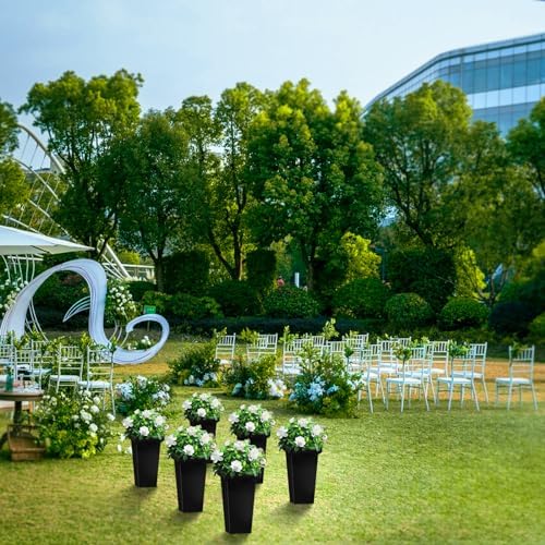 Flower Display Stand, 4 Tier Metal Plant Stand with 16 PCS Black Flower Buckets, Heavy Duty Moving Flower Cart, alternate