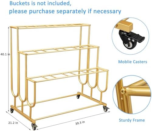 Flower Display Stand Frame, 3-Tier Flower Cart with Wheels, Metal Floral Display Rack, Moving Florist Bouquet, alternate view