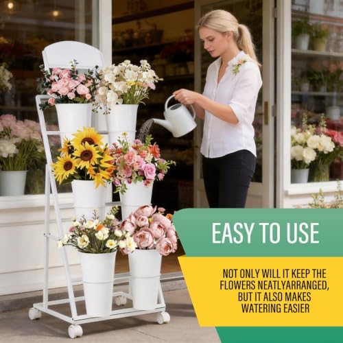 Flower display stand, three tiers with six vases, suitable for flower bars and indoor/outdoor celebrations. The, alternate