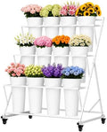 Flower Display Stand with 12 Buckets,3 Tier Flower Cart Display Stand