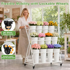 Flower Display Stand with 12 Buckets,3 Tier Flower Cart Display Stand, alternate view 4