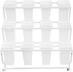 Flower Display Stand with 12 Buckets, 3-Tier Iron Flower Cart Display Stand with Wheels, Flower Bouquet Stand, alternate view