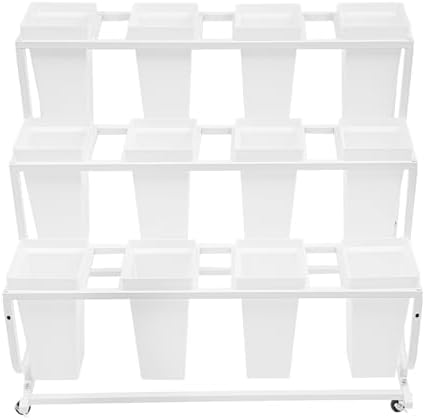Flower Display Stand with 12 Buckets, 3-Tier Iron Flower Cart Display Stand with Wheels, Flower Bouquet Stand, alternate view