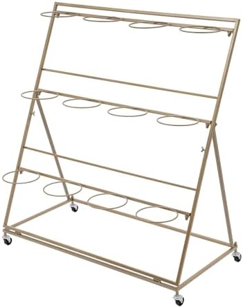 Flower Display Stand with 12 Buckets, 3-Tier Iron Flower Cart Display Stand with Wheels, Flower Bouquet Stand, alternate view