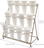 Flower Display Stand with 12 Buckets, 3-Tier Iron Flower Cart Display Stand with Wheels, Flower Bouquet Stand, alternate view