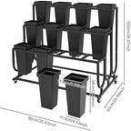 Flower Display Stand with 12 Buckets, 3-Tier Iron Flower Cart Display Stand with Wheels, Flower Bouquet Stand, alternate view