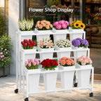 Flower Display Stand with 12 Buckets, 3-Tier Metal Cart, alternate view 2
