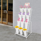 Flower Display Stand with 12 Buckets, 4-Tier Iron Flower Cart Display Stand with Wheels, Flower Bouquet Stand, alternate view
