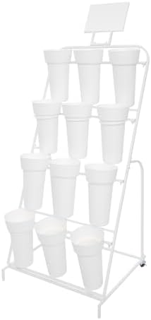 Flower Display Stand with 12 Buckets, 4-Tier Iron Flower Cart Display Stand with Wheels, Flower Bouquet Stand, alternate view