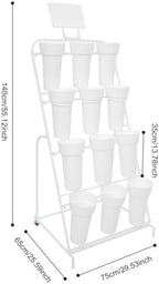 Flower Display Stand with 12 Buckets, 4-Tier Iron Flower Cart Display Stand with Wheels, Flower Bouquet Stand, alternate view