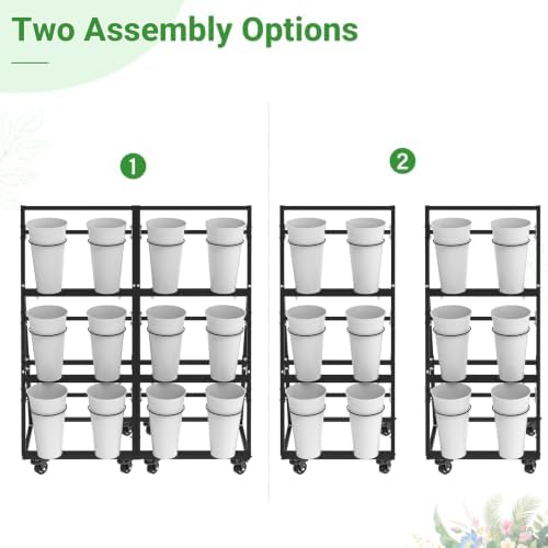 Flower Display Stand with 12 Buckets & 8 Casters, Black in Black, alternate view 4