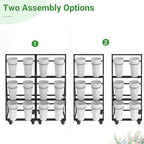 Flower Display Stand with 12 Buckets & 8 Casters, Black in Black, alternate view 4