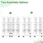 Flower Display Stand with 12 Buckets & 8 Casters, White in White, alternate view 4