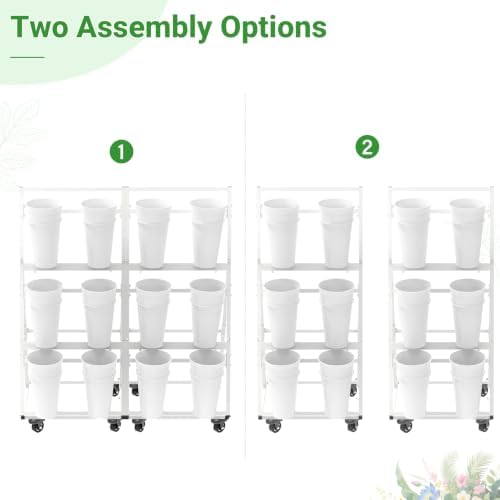 Flower Display Stand with 12 Buckets & 8 Casters, White in White, alternate view 4