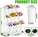 Flower Display Stand with 12 Buckets and Wheels, 3 Tier Flower Cart Display Stand for Indoor Outdoor Garden, alternate view 3