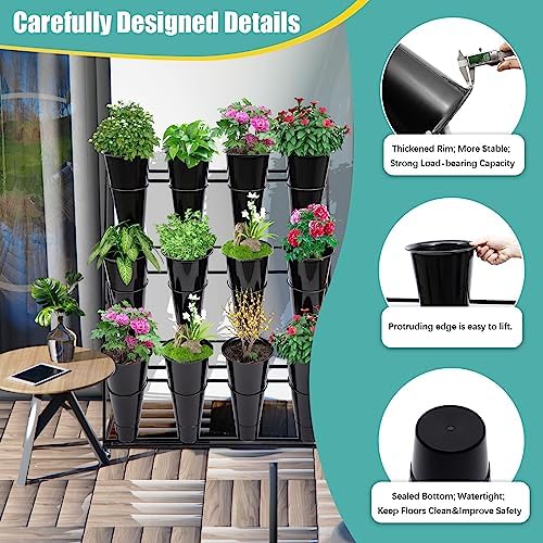 Flower Display Stand with 12 Buckets, Flower Cart 3 Layers, Flower Stand Metal with Wheels, Moving Florist, alternate view 3