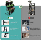 Flower Display Stand with 12 Buckets, Flower Cart 3 Layers, Flower Stand Metal with Wheels, Moving Florist, alternate view 4