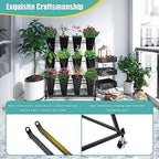 Flower Display Stand with 12 Buckets, Flower Cart 3 Layers, Flower Stand Metal with Wheels, Moving Florist, alternate view 5