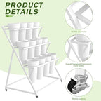 Flower Display Stand with 12 Buckets Metal 3-Tier White Flower Bar Stand, alternate view 4