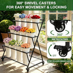 Flower Display Stand with 12 Buckets Moving for Indoor Outdoor (Black) in Black, alternate view 5