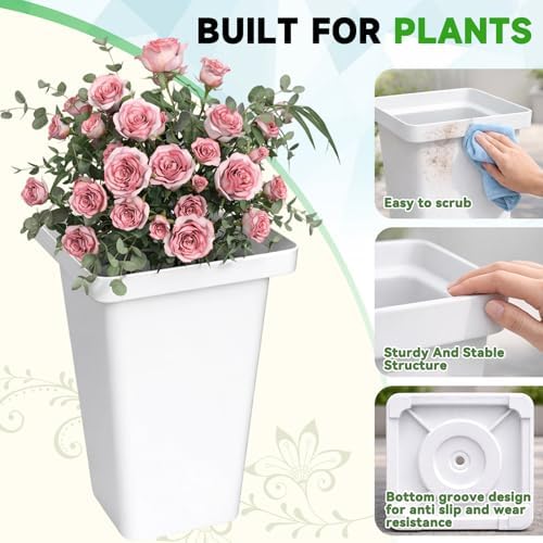 Flower Display Stand with 12 Buckets & Wheels - 3-Tier Mobile Flower Cart, White Metal Flower Bar for Weddings, alternate