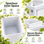Flower Display Stand with 12 Square Buckets, 3-Tier Rolling Flower Cart with Wheels, White Metal Flower Stand, alternate view