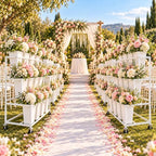 Flower Display Stand with 12 Square Buckets, 3-Tier Rolling Flower Cart with Wheels, White Metal Flower Stand, alternate view