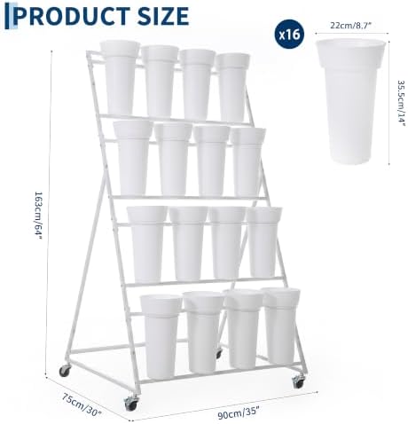 Flower Display Stand with 16 Buckets,4-Tier Metal Flower Cart, alternate view 2