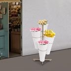 Flower Display Stand with 4pcs Buckets 2 Tier Flower Cart Display Stand Metal Plant Stand Movable Florist, alternate view 4
