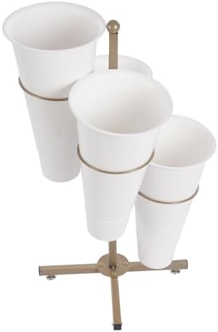 Flower Display Stand with 4pcs Buckets 2 Tier Flower Cart Display Stand Metal Plant Stand Movable Florist, alternate view 5