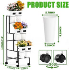 Flower Display Stand with 6 Buckets, Flower Cart with Wheels, 3 Layers Metal Flower Bar Stand Moving Flower, alternate view 3