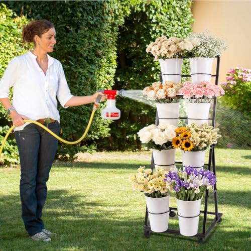 Flower Display Stand with 8 Buckets, 4-Tier Rolling Flower Cart, alternate view 2