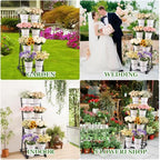 Flower Display Stand with 8 Buckets, 4-Tier Rolling Flower Cart, alternate view 7