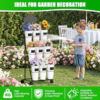 Flower Display Stand with 9 Buckets, Black Flower Bar Stand with Wheels, alternate view 4