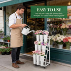 Flower Display Stand With 9 Buckets, Flower Bar with Wheels, Flower Cart Display Stand for Florist Garden, alternate view 4