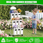 Flower Display Stand with 9 Buckets, White Flower Bar Stand with Wheels, alternate view 4