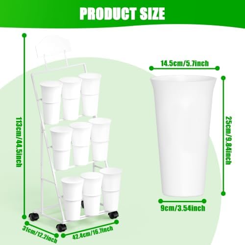 Flower Display Stand with 9 Buckets, White Flower Bar Stand with Wheels, alternate view 6