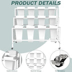 Flower Display Stand with Buckets Bloom Bar Cart with Wheels White, alternate view 4