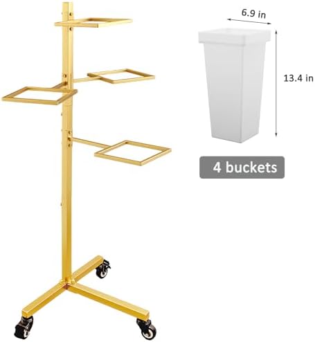 Flower Display Stand with Buckets - Flower Cart with Wheels for Bouquet Shop, Metal Flower Rack Display Stand, alternate view