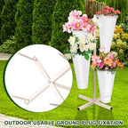 Flower Display Stand with Buckets, Metal Flower Bar Stand in White-round, alternate view 4