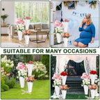 Flower Display Stand with Buckets, Metal Flower Bar Stand in White-round, alternate view 6
