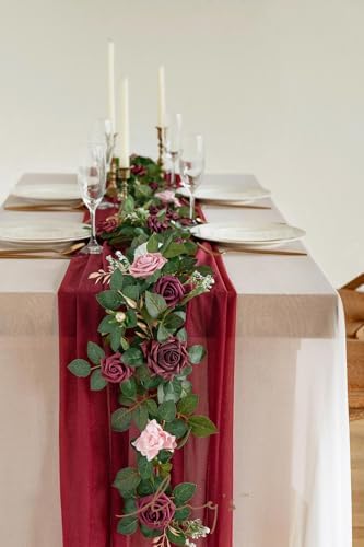 Flower Garland, 5FT Eucalyptus & Rose Burgundy, alternate view 3