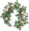 Flower Garland, 5FT Eucalyptus & Rose Cream in Pk-cream