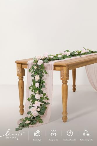 Flower Garland, 5FT Eucalyptus & Rose Cream in Pk-cream, alternate view 4
