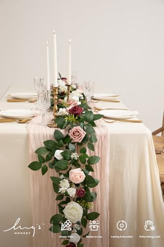 Flower Garland, 5FT Eucalyptus & Rose Dusty Rose & Cream, alternate view 2