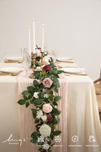 Flower Garland, 5FT Eucalyptus & Rose Dusty Rose & Cream, alternate view 2