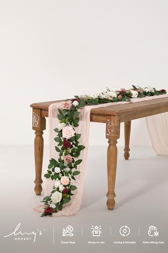 Flower Garland, 5FT Eucalyptus & Rose Dusty Rose & Cream, alternate view 3