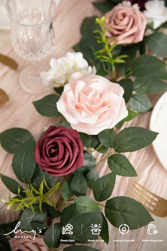Flower Garland, 5FT Eucalyptus & Rose Dusty Rose & Cream, alternate view 4